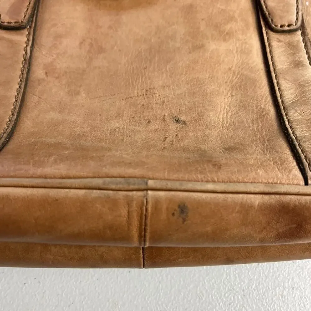 FOSSIL Laptop Bag Brown Leather Satchel Brown Lining Messenger Shoulder Strap